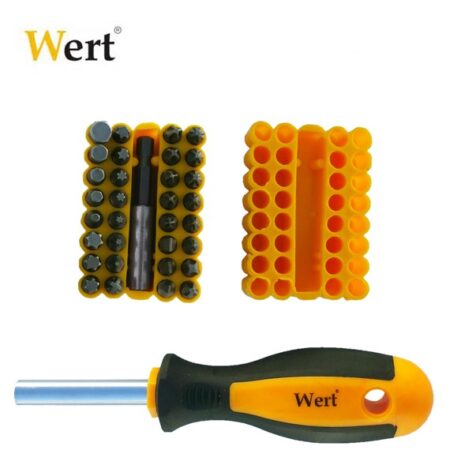 Комплект ръкохватка с накрайници 33 части / WERT 2255 / 2
