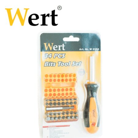 Комплект ръкохватка с накрайници 33 части / WERT 2255 / 1