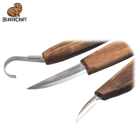 Комплект резбарски ножове - луксозен, с орехови дръжки / BeaverCraft S13X / 3