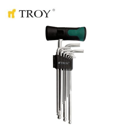 Комплект шестограми със сферични глави 11 части 1.5 - 10 мм / TROY 26202 / 2