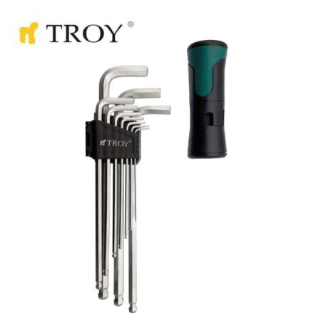 Комплект шестограми със сферични глави 11 части 1.5 - 10 мм / TROY 26202 / 1
