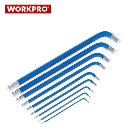 Комплект шестограмни ключове с дълго рамо 9 бр. / Workpro W022017 / 2