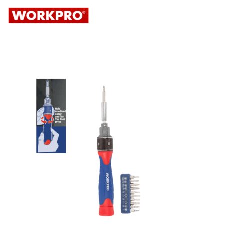 Комплект тресчота ръкохватка Dual-drive с накрайници 12 части / Workpro W021178 / 2