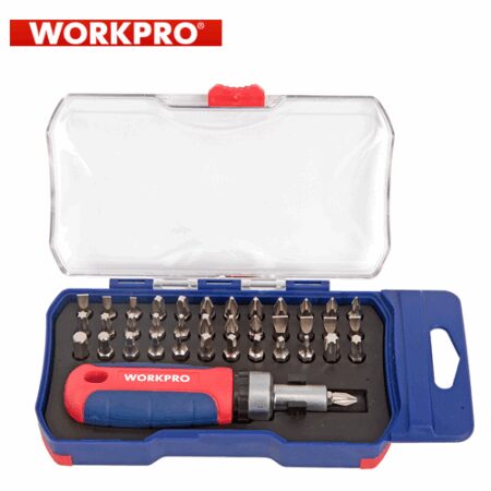 Комплект тресчота ръкохватка с битове 38 части / Workpro W021182 / 1