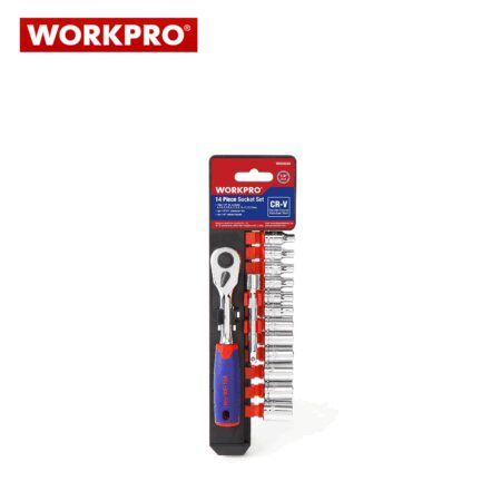 Комплект тресчотка с вложки 1/4“ 14 части / Workpro W003022 / 3