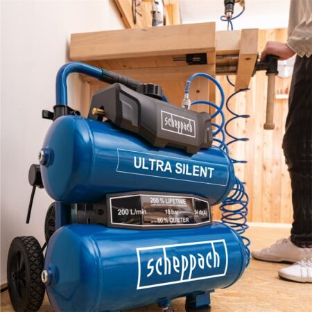 Ултра тих безмаслен Компресор 20л. Scheppach HC20Si-TWIN / 5906145901 / 10