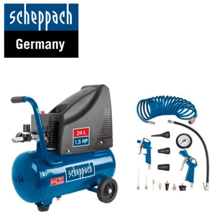 Компресор за въздух HC25o + 13 броя аксесоари / Scheppach 5906112904 / 1100W - 24L 2