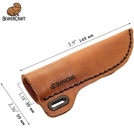 Кожена ножница / кожен калъф / предпазен калъф за резбарски нож / BeaverCraft SH1 / 2
