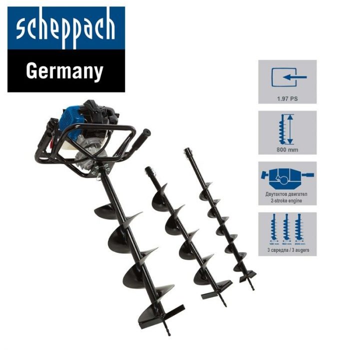Моторен свредел за дупки в земята Scheppach EB2000 / 5904704903 / 15