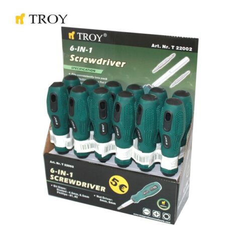 Отвертка със сменяеми накрайници 6 в 1 / TROY 22002 / 1