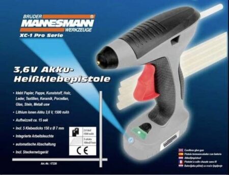 Пистолет за горещо слепване Акумулаторен 3.6 V Li-Ion / Mannesmann 17220 / 2