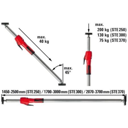Подпора за гипсокартон телескопична до 3.7 м, 75kg 3