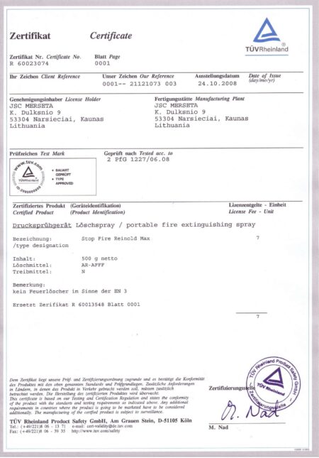 Спрей за гасене на пожари REINOLDMAX - 500 ml 4