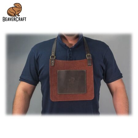 Предпазен кожен нагръдник - дърворезбарски / BeaverCraft AP5 / 22 x 24 см 4