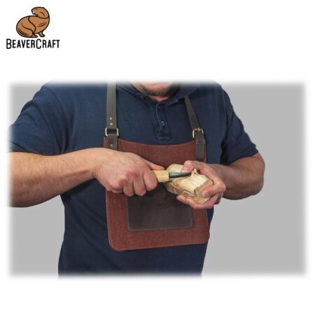 Предпазен кожен нагръдник - дърворезбарски / BeaverCraft AP5 / 22 x 24 см 5