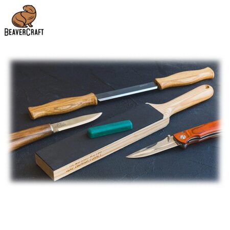 Строп за заточване на остриета - кожен, с дървена дръжка / BeaverCraft LS6P1 / 2