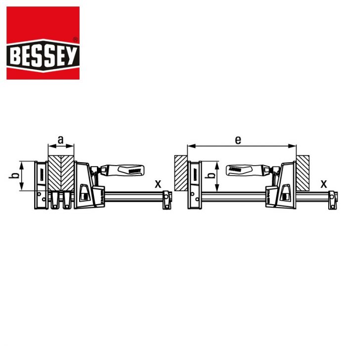 Стяга с паралелни челюсти K Body REVO - затваряща / разтваряща стяга / BESSEY KRE125-2K / 1250x95 мм 2