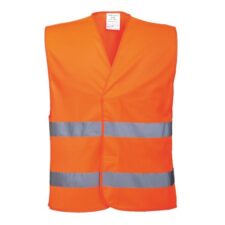 Светлоотразителен елек / Светлоотразителна жилетка / HI-VIS / оранжев, 2 ленти, L