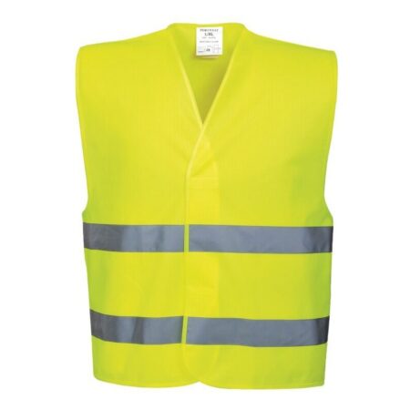 Светлоотразителен елек / Светлоотразителна жилетка / HI-VIS / жълт, 2 ленти, L 1