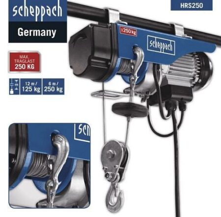 Телфер електрически 530W Scheppach HRS250 / 4906904000 / 2