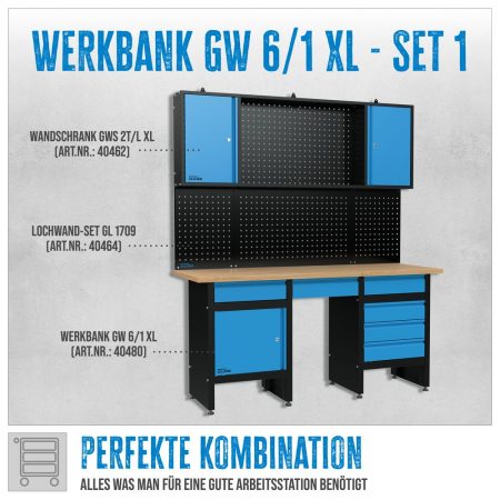 Комплект работна маса със стенен шкаф GUDE GW 6/1 XL / 40497 / 2