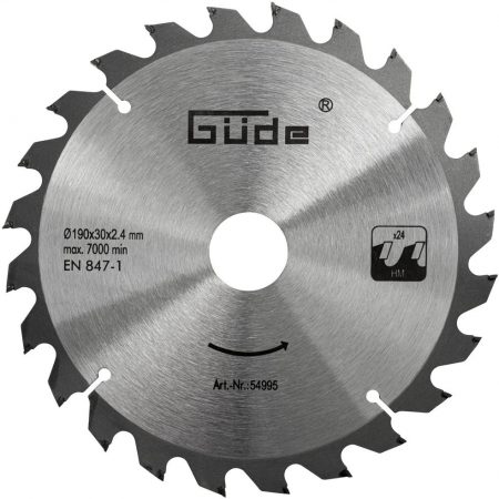 Диска за циркуляр за ъглово рязане / GUDE 54995 / 190мм 24 зъба 1