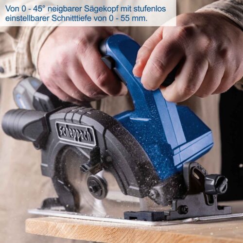 Акумулаторен ръчен циркуляр 165мм. Scheppach IXES 20V BC-HCS165-X / 5901816900 / 6