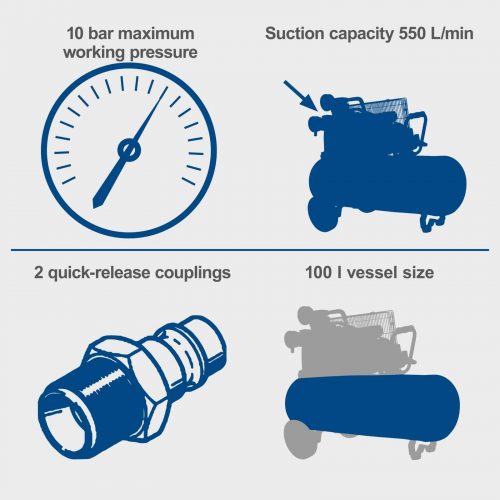 Компресор за въздух 100 литра, Scheppach HC550TC - монофазен / 5906147901 / 230 V 2
