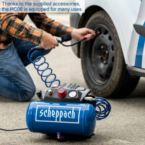 Безмаслен компресор 8bar, 6l, Scheppach HC06 / 5906153901 / 7