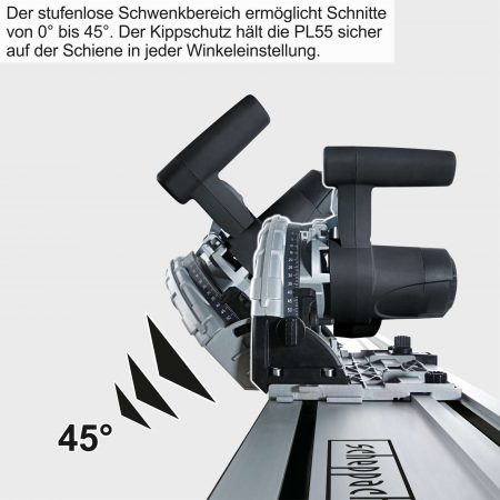 Ръчен потапящ циркуляр с водеща релса 1400mm Scheppach Black Edition TAS55-BE / 58018089944 / - Image 7