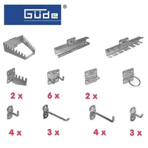 Асортимент куки и поставки за инструменти за стена 28-части / GUDE 40768 / 1