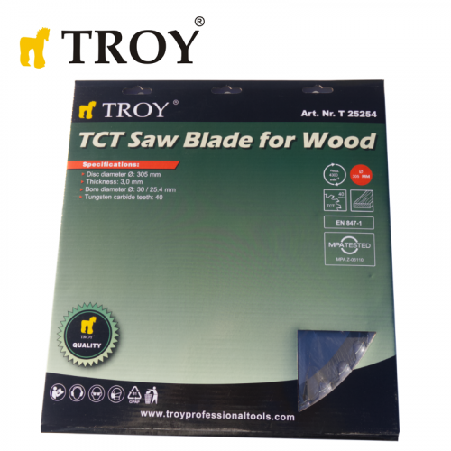 Циркулярен диск / Диск за циркуляр за дърво 40 зъба 305 мм / Troy 25254 / 3