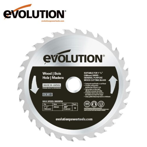 Диск за дърво за циркуляр 185 мм TCT 24 зъба / EVOLUTION GW185TCT-24-7164 / 1