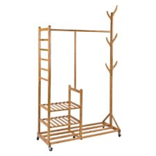 Дървена закачалка / закачалка за дрехи / Портманто / Закачалка за дрехи на колела / DEMA 11457 /