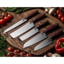 Комплект кухненски ножове с поставка - 5 части