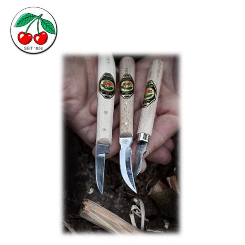 Комплект ножове за дърворезба в кожен калъф 3 броя / Kirschen 3307000 / 5