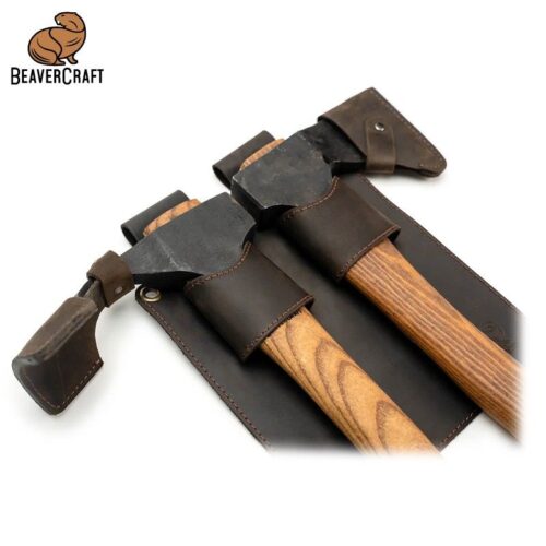 Кожена халка за носене на брадва на колан - двойна / BeaverCraft S-AX1/AX2 / 3