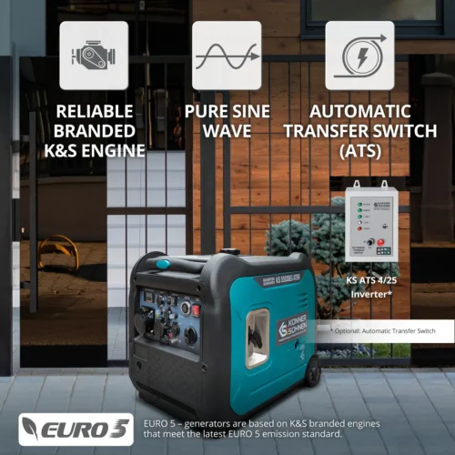 Тих инверторен генератор на бензин 5500W / KS 5500iE S ATSR / 5