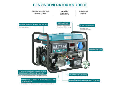 Генератор - бензинов 5500W / KS 7000E / 8