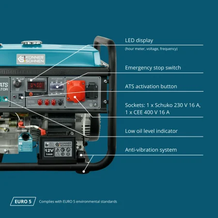 Трифазен/Монофазен Бензинов Генератор за ток с ATS, 8000W / KS 10000E-3 ATS / - Image 7