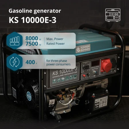 Трифазен Бензинов Генератор за ток с AVR 8000W / KS 10000E-3 / - Image 2