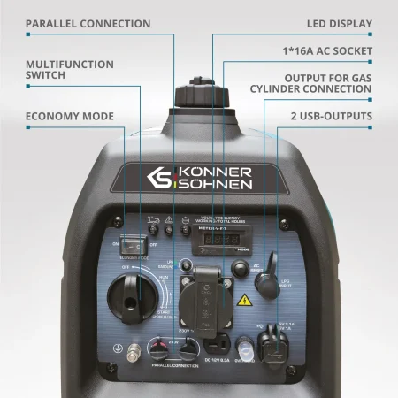 Тих Инверторен генератор за ток на 2000W Газ/бензин / KS 2100iG S / - Image 3