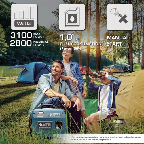 Тих Бензинов Инверторен генератор за ток 3100 W / KS 3100i S / 2
