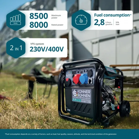 Бензинов инверторен генератор монофазен / трифазен (230/400V - 8kW) KS 8100iE 1/3 ATSR - Image 2