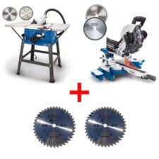 Промо пакет! Стационарен циркуляр Scheppach HS100S + Потапящ циркуляр Scheppach HM254 + Циркулярни дискове TROY 40 и 60 зъба