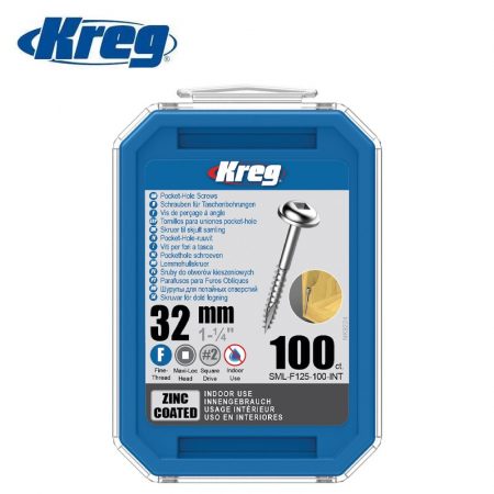 Винтове за дърво Kreg 32 мм, поцинковани комплект, фина резба 100бр. / Kreg SML-F125-100 / - Image 1