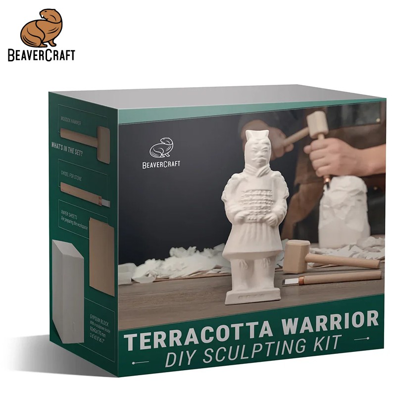 zagotovka-za-drvorezba-s-chuk-i-dleto-vojn-beavercraft-terracotta-warrior Заготовка за дърворезба с чук и длето “Войн“ / BeaverCraft Terracotta Warrior / - Image 2